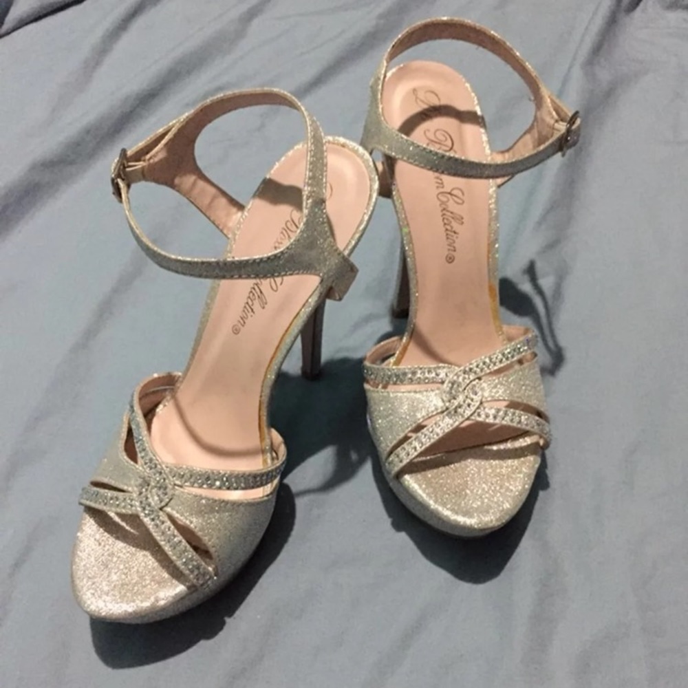 Silver glittery heels